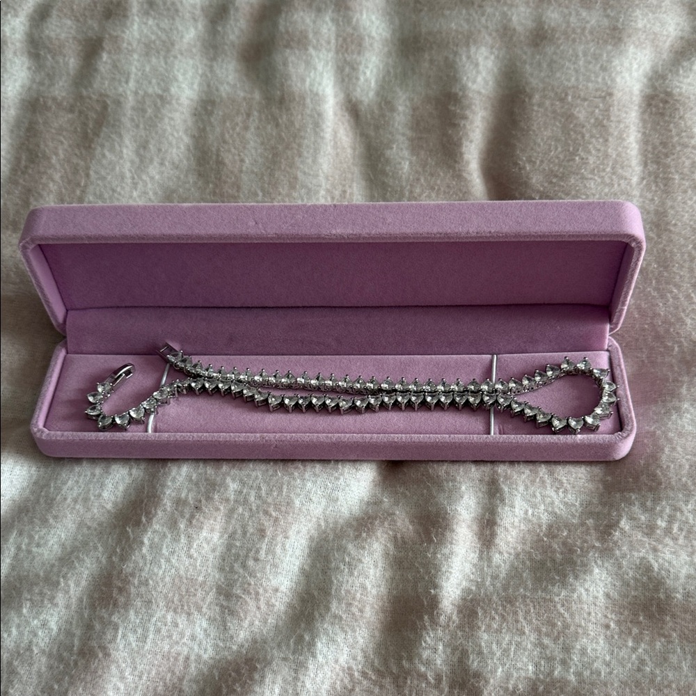 Park & Beach Dazzling Silver Bracelet with heart Crystal Accents